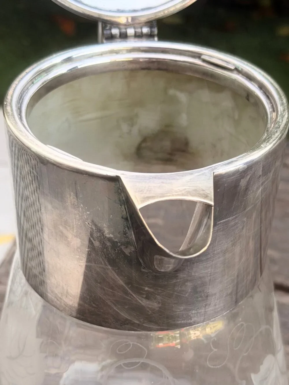 Vintage Silver Plated Decanter Carafe Glass 
